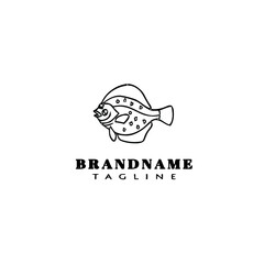 flounder fish logo flat icon design template black isolated vector illustration