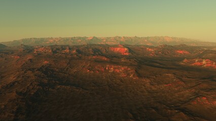 alien planet landscape sci fi spatial background, view from planet surface with spectacular sky, realistic digital illustration	
