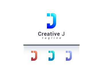 Letter J creative blue gradient color simple logo