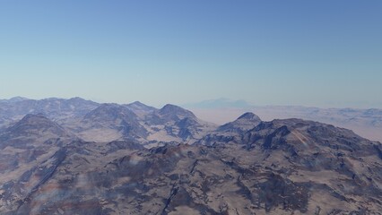 alien planet landscape sci fi spatial background, view from planet surface with spectacular sky, realistic digital illustration	
