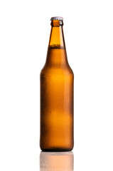 beer bottle with drop isolated on white