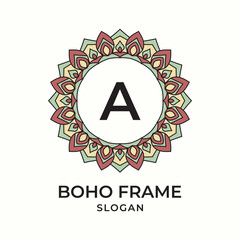 Naklejka premium letter A mandala boho frame vintage design element