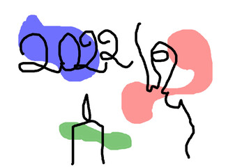 hand drawn illustration of a sketch of 2022 candle with hope.
