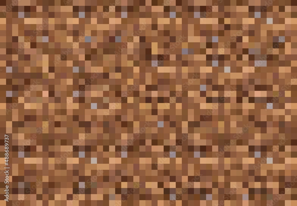 Fototapete cubic pixel game ground blocks on background pattern, vector 8bit pixel landscape. underground craft