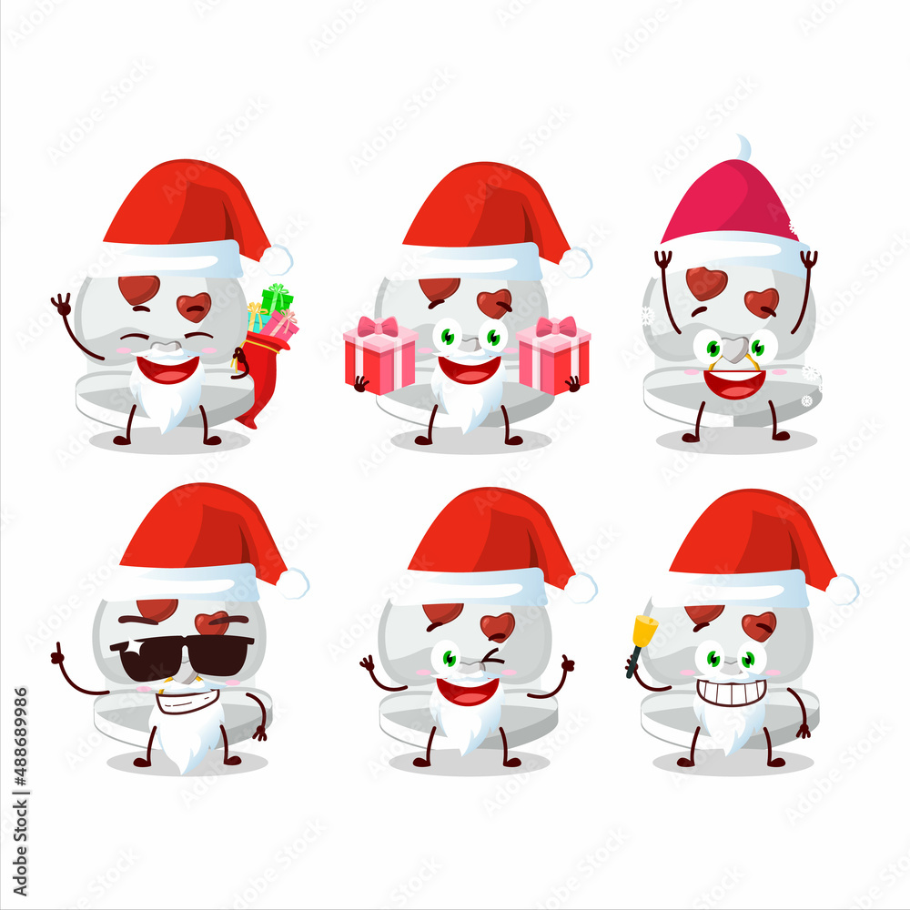 Poster Santa Claus emoticons with white love ring box cartoon character