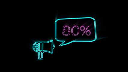 Megaphone with speech bubble 25 percent off 3d letters rotate on white background