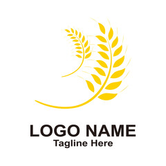 Agriculture wheat logo vector on white background