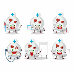 Doctor profession emoticon with white love ring box cartoon character