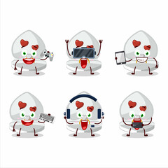 White love ring box cartoon character are playing games with various cute emoticons