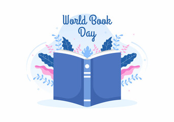 World Book Day Flat Cartoon Background Illustration. Stack of Books to Reading, Increase Insight and Knowledge Suitable for Wallpaper or Poster