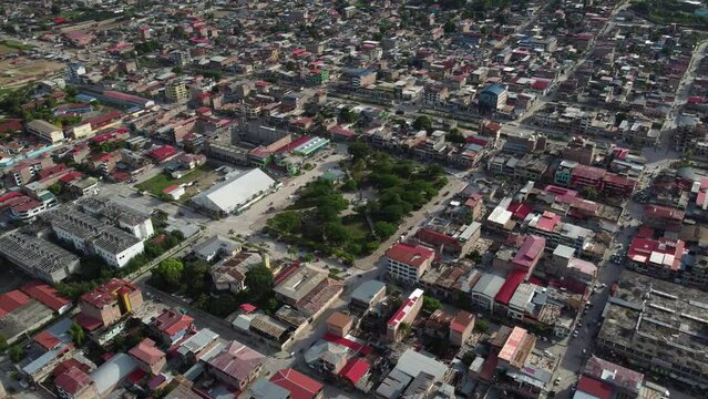 Aerial view of the district of Pichanaqui - Chanchamayo located in the department of Junin in Peru