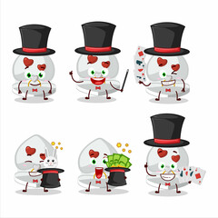 A white love ring box Magician cartoon character perform on a stage