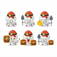 miners white love ring box cute mascot character wearing helmet
