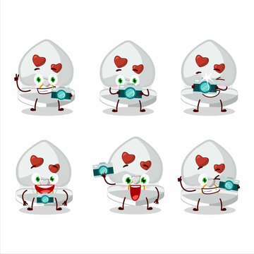 Photographer profession emoticon with white love ring box cartoon character