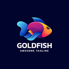 Obraz premium Vector Logo Illustration Goldfish Gradient Colorful Style.