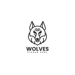 Fototapeta na wymiar Vector Logo Illustration Wolf Line Art Style.