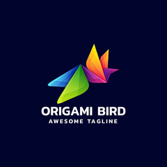Fototapeta na wymiar Vector Logo Illustration Origami Bird Gradient Colorful Style.