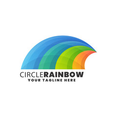 Vector Logo Illustration Circle Rainbow Gradient Colorful Style.