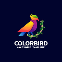 Vector Logo Illustration Bird Gradient Colorful Style.