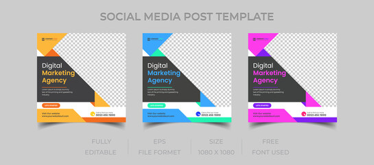 Simple social media post design template. Promotion banner for social media post