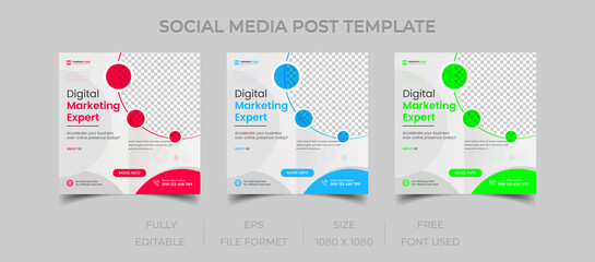 Set of Editable minimal square banner template Suitable for social media post and web internet ads. Anyone can use This Design Easily. Promotional web banner for social media.