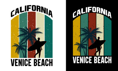 California Venice beach vintage t-shirt design