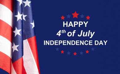 American flag with text Happy 4th of July Independence day
