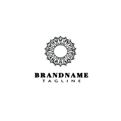 Fototapeta premium flower logo cartoon icon design template black isolated vector illustration