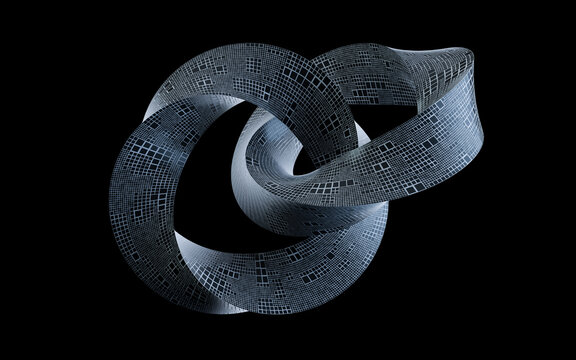 Dark metal Mobius Strip, 3d rendering.