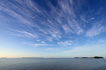High altitude winter cloudscape over Florida Bay in Everglades National Park, Florida.