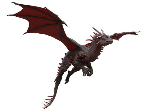Fantasy flying dragon isolated on white 3d illustration