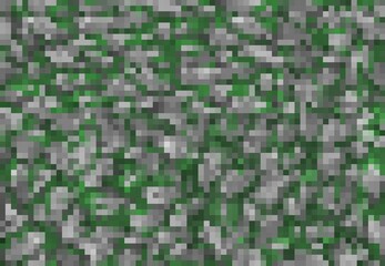 Fototapeta premium Khaki camouflage pixel game cubic background pattern, vector grass and ground blocks. Camo pattern for army or military battle 8 bit computer game UI or level with pixel camouflage pattern
