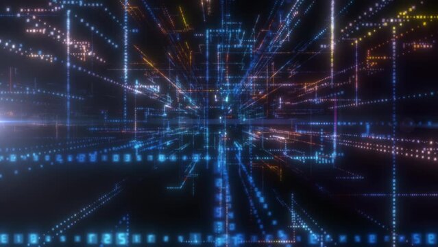 3D Big Data Digital tunnel. Technology concept background
