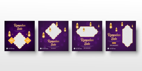 set of Ramadan Kareem social media post design template