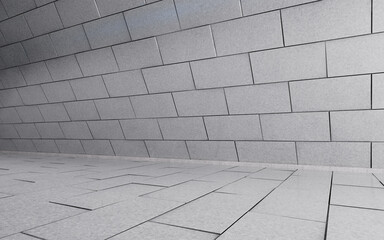 Fototapeta premium White empty room, with brick wall, 3d rendering.
