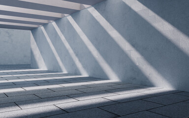 Concrete building with sunlight comes in, 3d rendering.