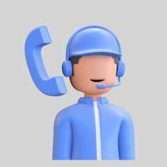 customer service phone call e commerce icon 3d render illustration