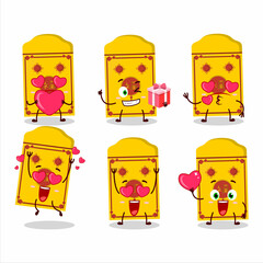 Yellow packets chinese cartoon character with love cute emoticon