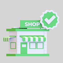 verified store icon 3d render illustration
