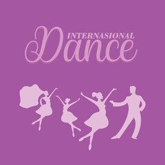 Internasional dancing day with couples dance, flat colour. Design template can use greeting card