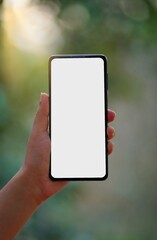 Smartphone similar with blank white green screen for Infographic Global Business Marketing Plan, mockup model similar to Phone isolated Background of investment economy.