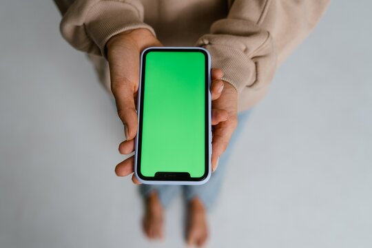 Smartphone similar with blank white green screen for Infographic Global Business Marketing Plan, mockup model similar to Phone isolated Background of investment economy.