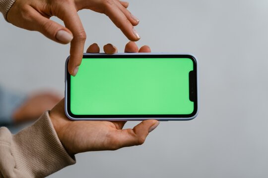Smartphone similar with blank white green screen for Infographic Global Business Marketing Plan, mockup model similar to Phone isolated Background of investment economy.