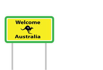 welcome to australia sign green and yellow