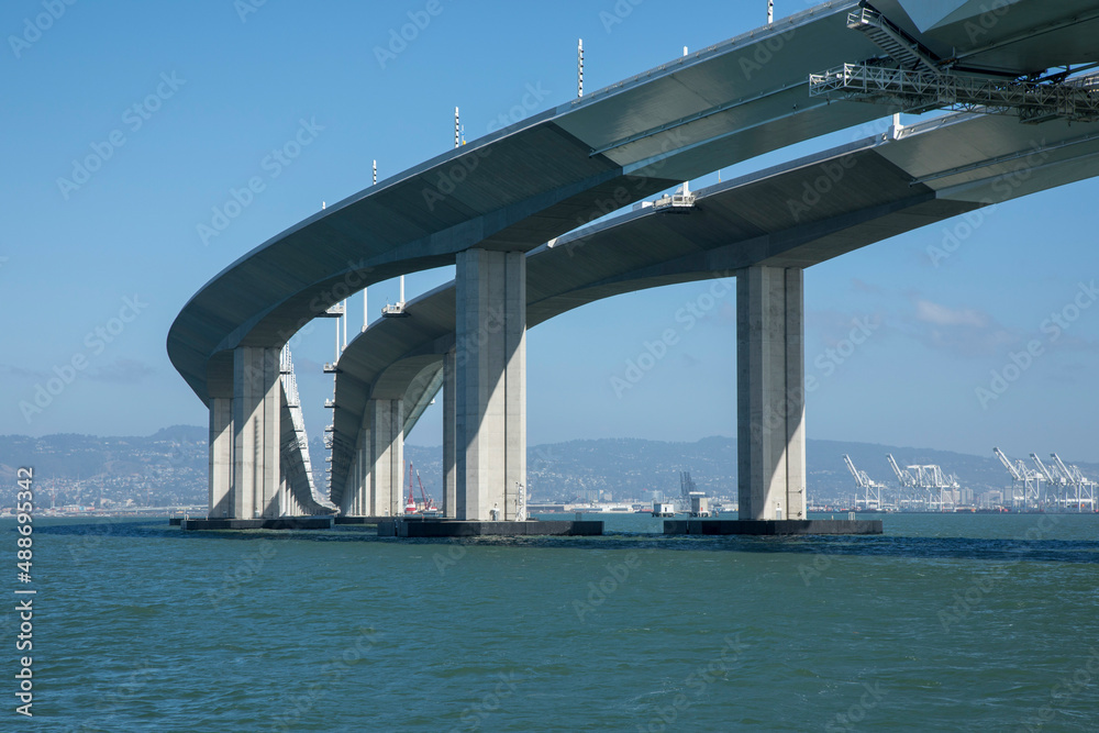 Poster under side view of the bay bridge