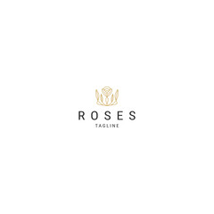 Roses flower line logo icon design template