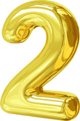 Golden 3d Number 2 Illustration