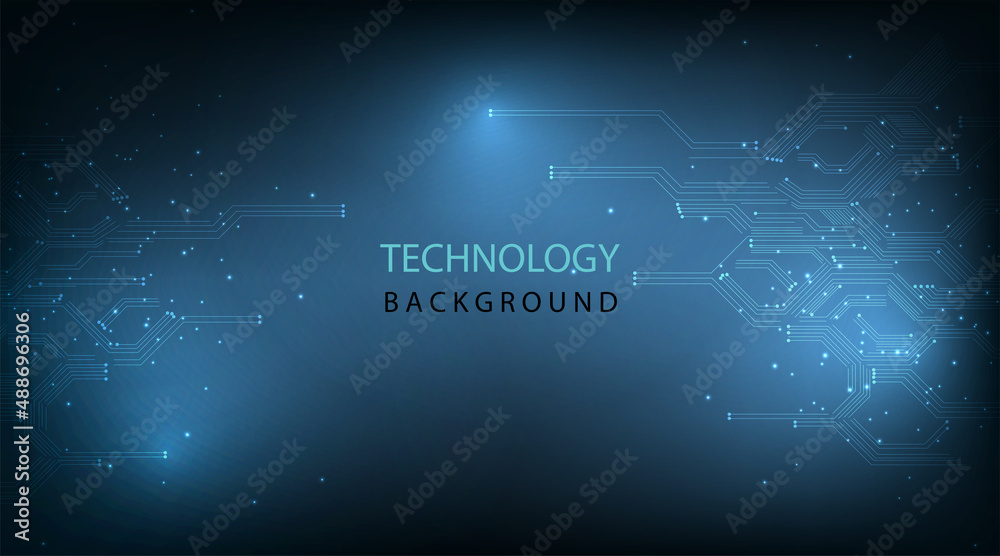 Poster Electronic circuit board background.Vector abstract technology illustration Circuit board on dark blue background.High tech  connection system.Technology style concept.