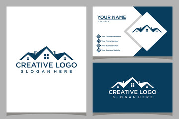 home design logo template with business card design