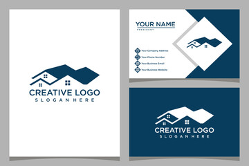 home design logo template with business card design